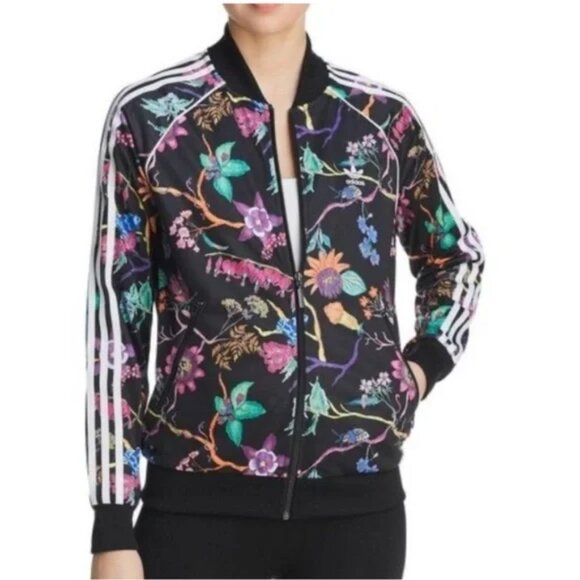 Adidas Originals Poisonous Garden Floral Zip Track Jacket Women's XL Athletic - Picture 1 of 12